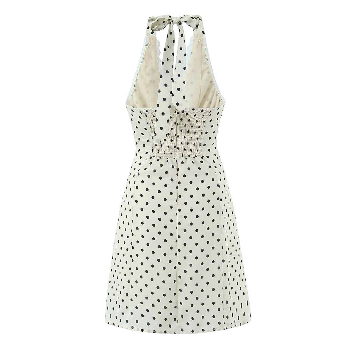 Colette | Playful Polka Dot Lace Halter Mini Dress