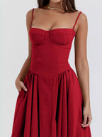 Claire | Sweetheart Corset Bustier Midi Dress - HoneyvineDress