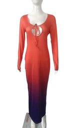Isabel | Ombre Tie Front Cutout Maxi Dress