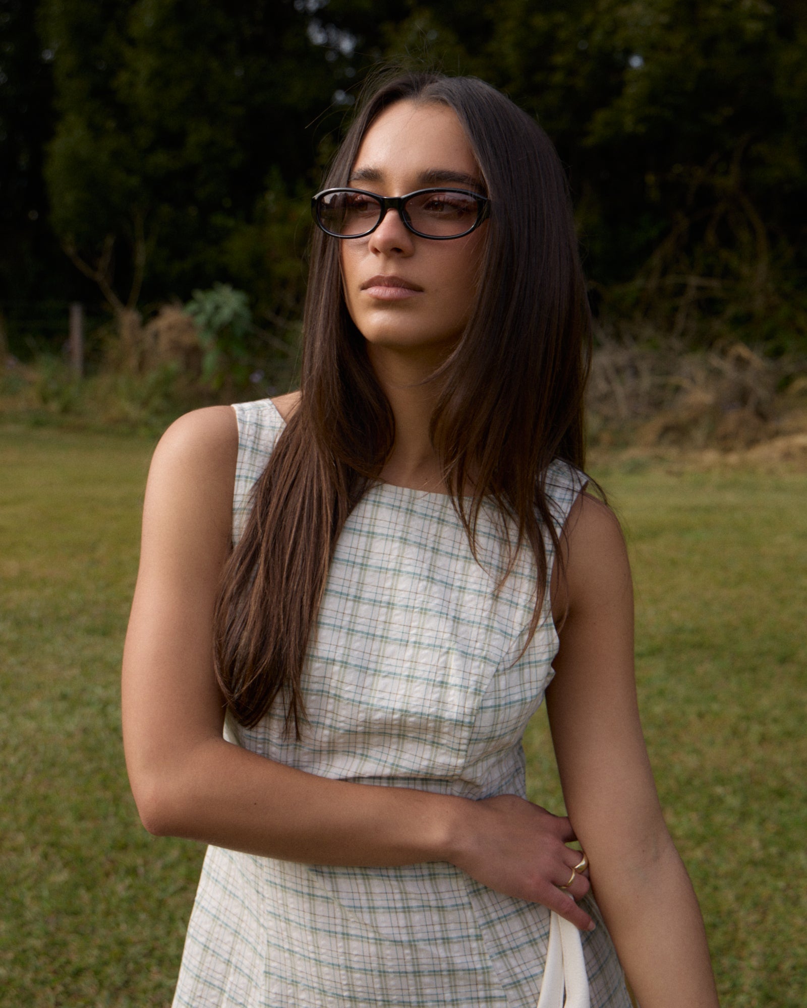 Solenne | Organic Seersucker Check Mini Dress