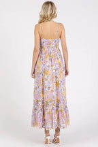 Claire | Elegant Floral Midi Summer Wedding Guest Dress - HoneyvineDress