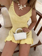 Iona | Cute Crochet Knit Cover Up Beach Dress - HoneyvineDress