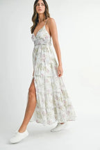 Lillian | Floral Holiday Garden Party Maxi Dress - HoneyvineDress