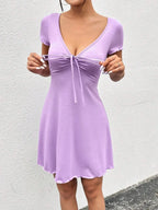 Genevieve | Feminine Tie Front Skater Mini Summer Dress - HoneyvineDress
