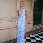 Iris | Elegant Women's Fitted Vacation Style Backless Tie Dress - Honeyvine