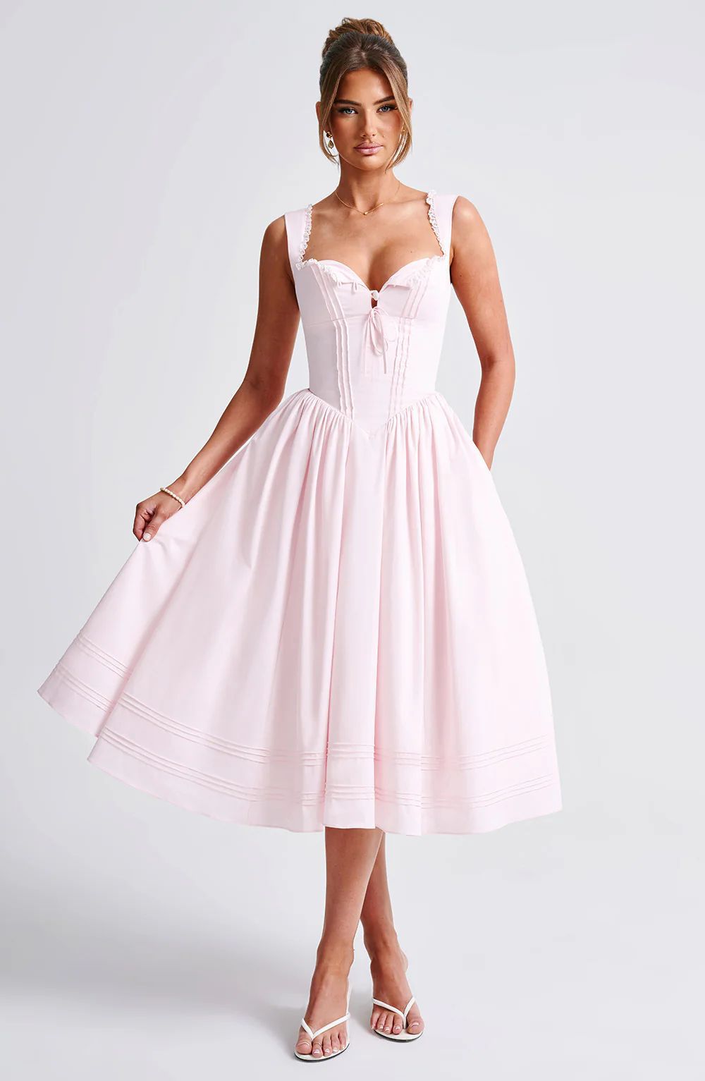 Elvira | Corset Bodice Full Skirt Midi Dress