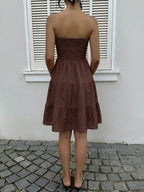 Strapless Smocked Mini Dress – Flowy Tiered Summer Dress with Bandeau Neckline - Honeyvine