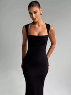 Bianca | Square Neck Sleeveless Maxi Dress - HoneyvineDress