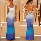 Chantal | Gradient Backless Satin Strap Dress