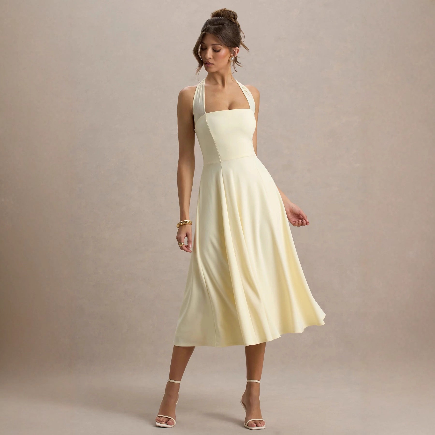 Carla | Halter Square Neck Midi Dress