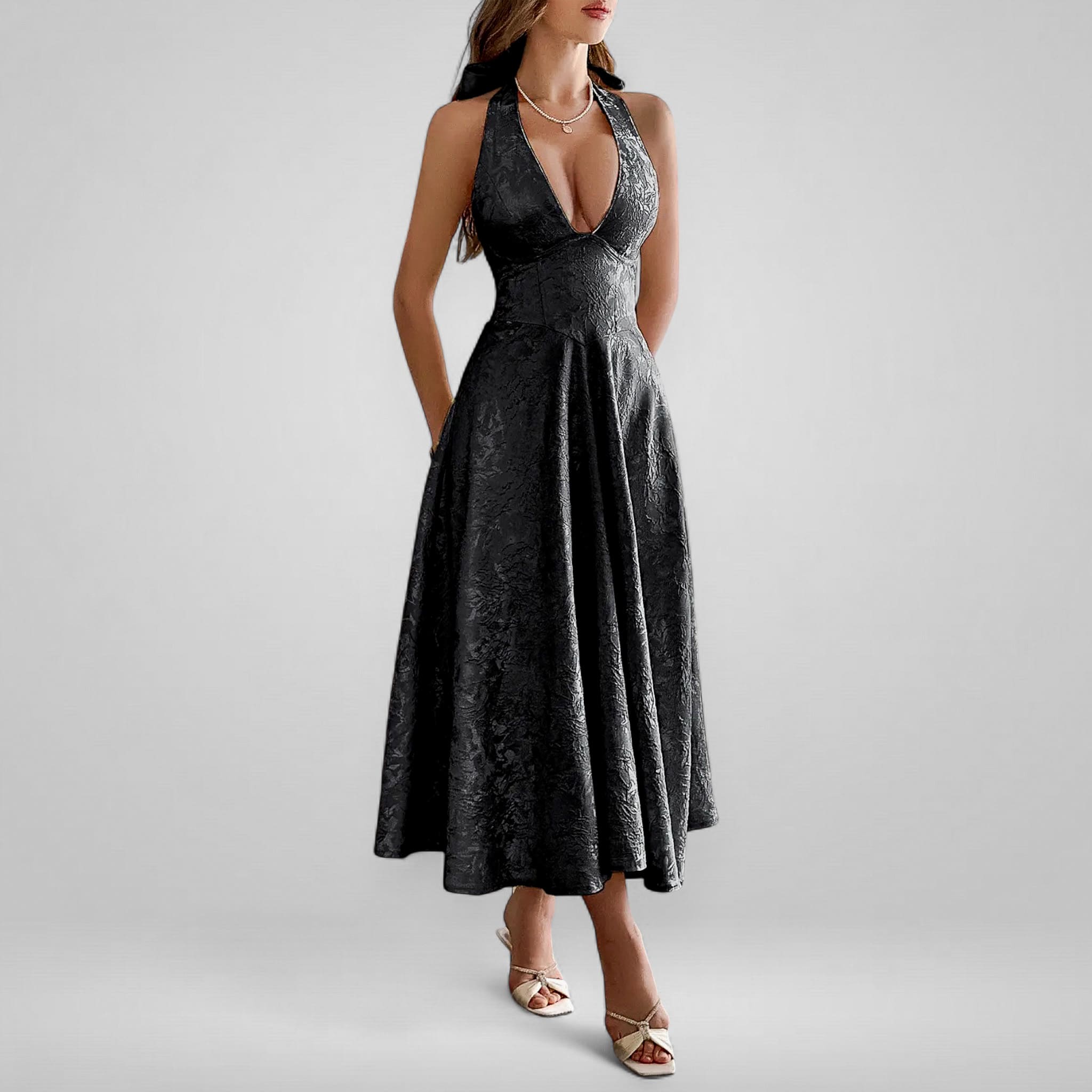 Elodie | Elegant Deep V A-Line Evening Dress
