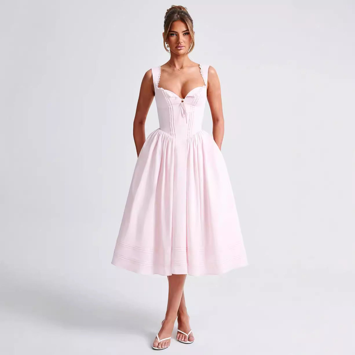 Elvira | Corset Bodice Full Skirt Midi Dress