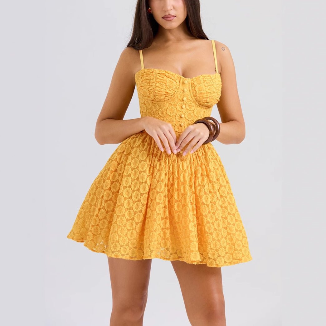 Alba | Vibrant Corset Princess Mini Dress For Summer Festivals - Honeyvine