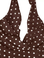 Livia | Flirty Brown Polka Dot Mini Vacation Dress - HoneyvineDress