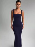 Bianca | Square Neck Sleeveless Maxi Dress - HoneyvineDress