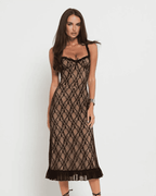 Monet | Black Lace Midi Dress, Polished Finish