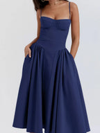 Claire | Sweetheart Corset Bustier Midi Dress - HoneyvineDress