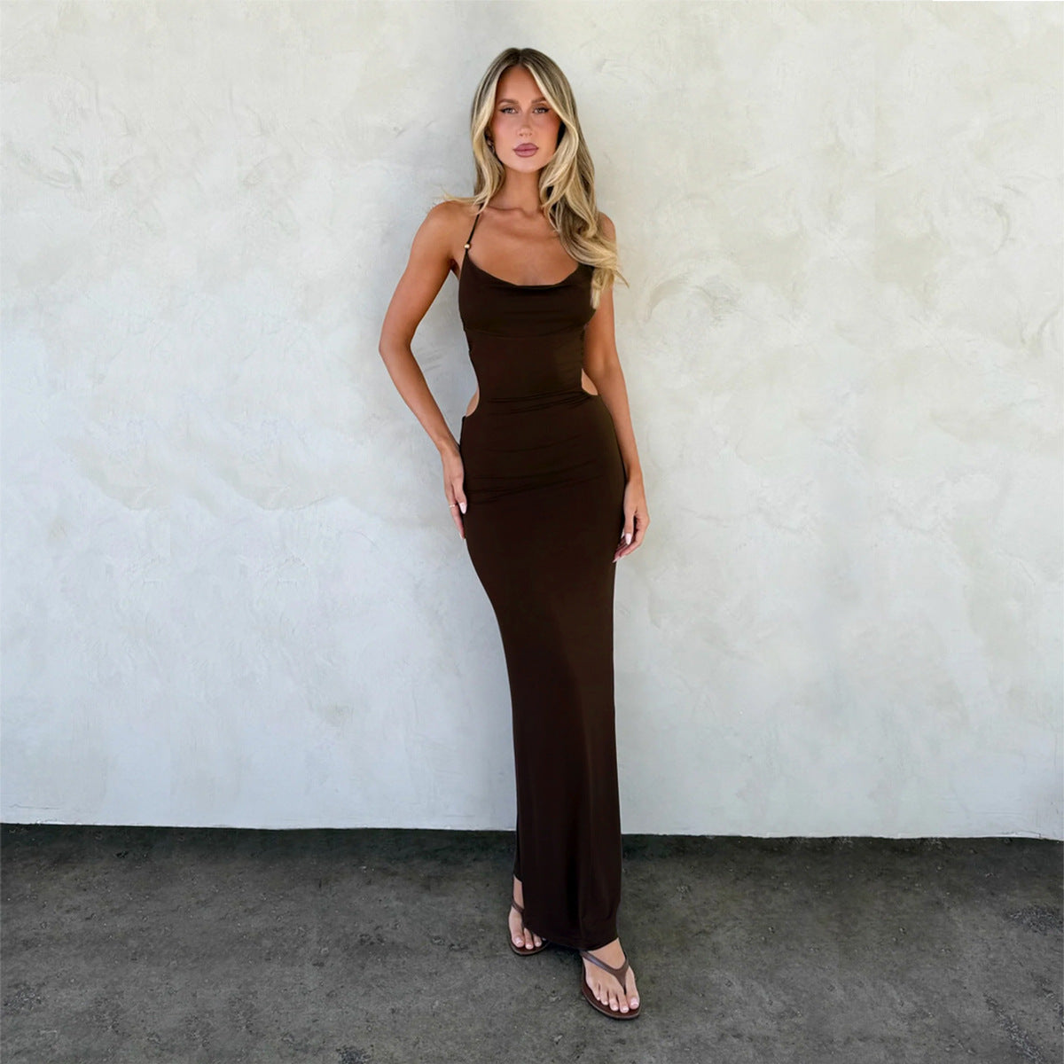 Irène | Cutout Cowl Neck Rooftop Party Maxi Dress