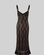 Monet | Black Lace Midi Dress, Polished Finish
