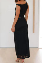 One Shoulder Cut Out Maxi Dress – Elegant Bodycon Evening Dress with Ruched Waist - Honeyvine
