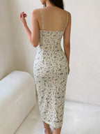 Milly | Elegant Spaghetti Strap Midi Summer Dress - HoneyvineDress