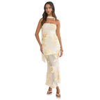 Yara | Tailored Backless Sequin Mesh Midi Dress
