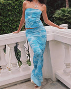 Katarina | Effortless Blue Floral Two Piece Set - HoneyvineDress