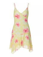 Lucia | Elegant Sheer Floral Print Mini Party Dress - HoneyvineDress