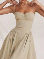 Claire | Sweetheart Corset Bustier Midi Dress - HoneyvineDress
