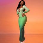 Isabel | Ombre Tie Front Cutout Maxi Dress
