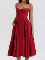 Claire | Sweetheart Corset Bustier Midi Dress - HoneyvineDress