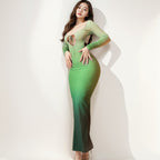Isabel | Ombre Tie Front Cutout Maxi Dress
