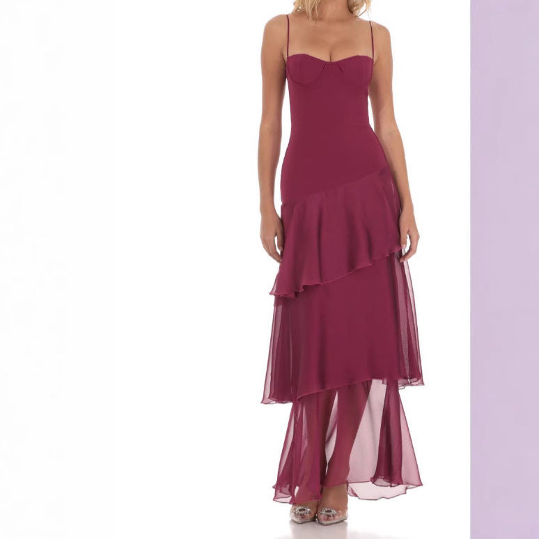 Carmen | Airy Backless Chiffon Maxi Dress