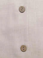 Samira | Classic Beige Linen Button-Down Midi Dress - HoneyvineDress