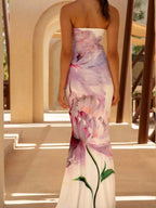 Donna | Vibrant Floral Maxi Mermaid Evening Dress - HoneyvineDress