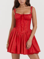 Ava | Nostalgic Cotton Corset Lace Mini Dress - HoneyvineDress