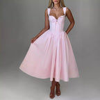 Elvira | Corset Bodice Full Skirt Midi Dress