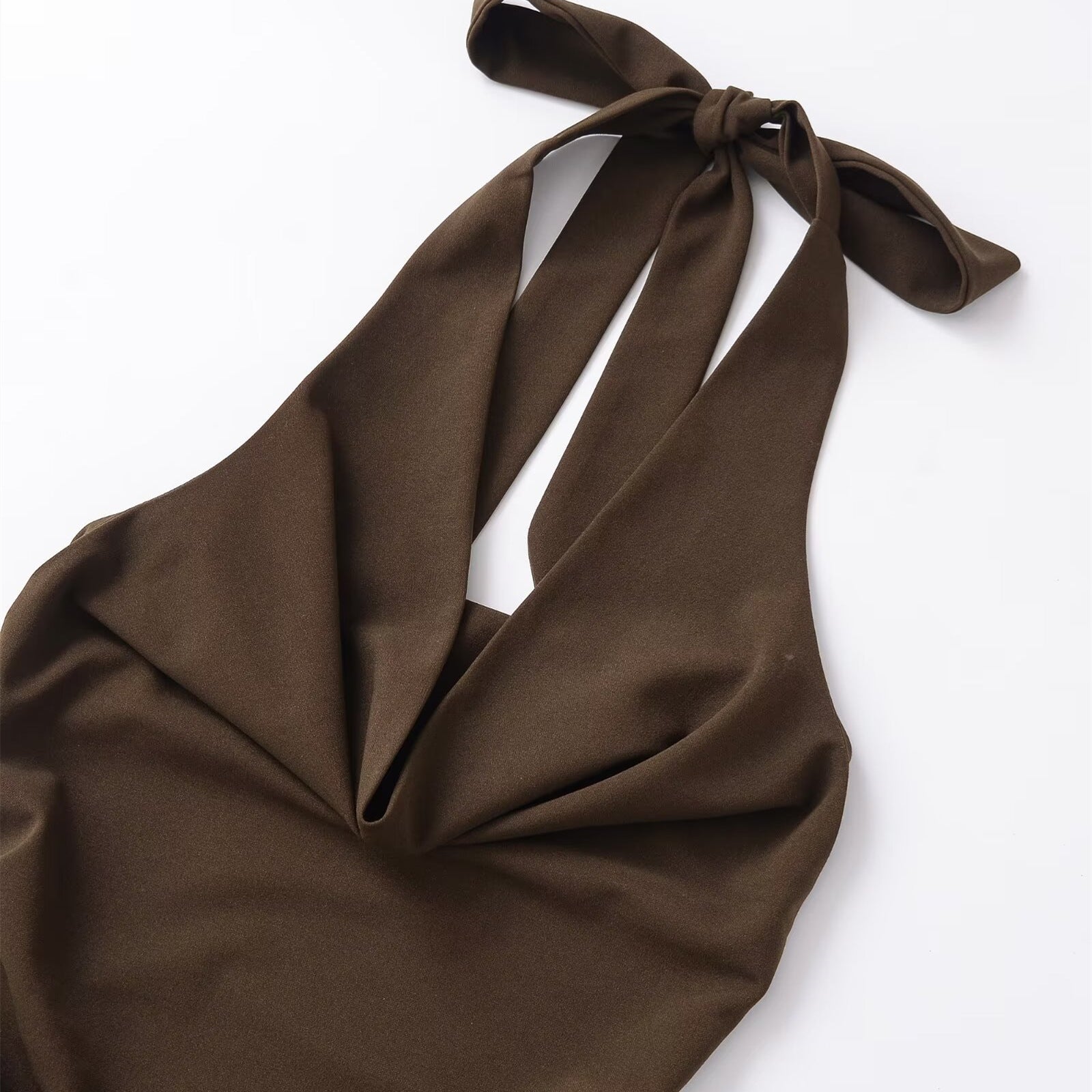 Hazel | Ruched Cowl Neck Halter Mini Dress