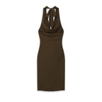 Hazel | Ruched Cowl Neck Halter Mini Dress