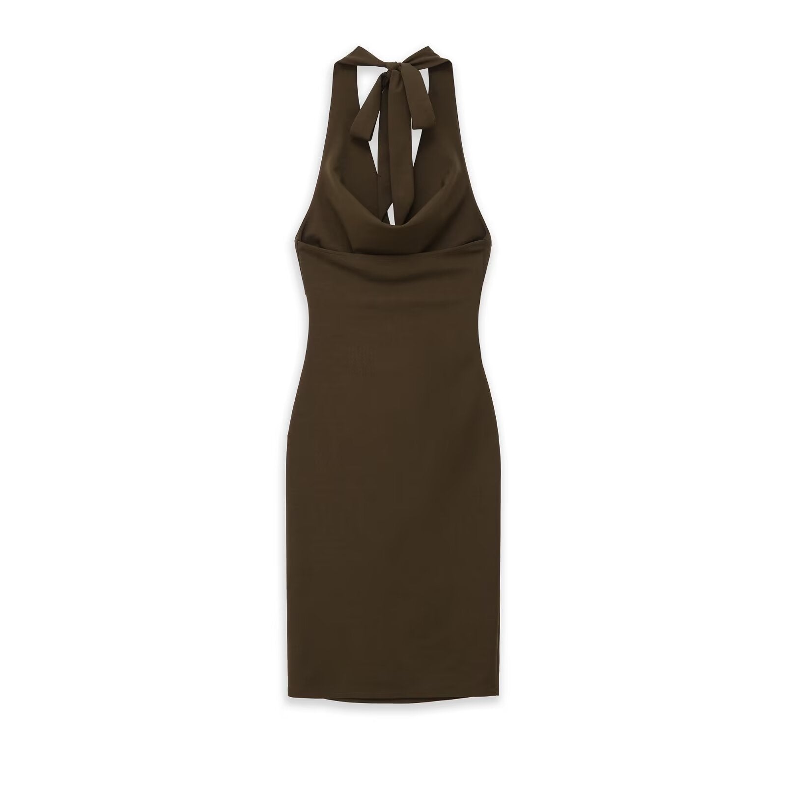 Hazel | Ruched Cowl Neck Halter Mini Dress
