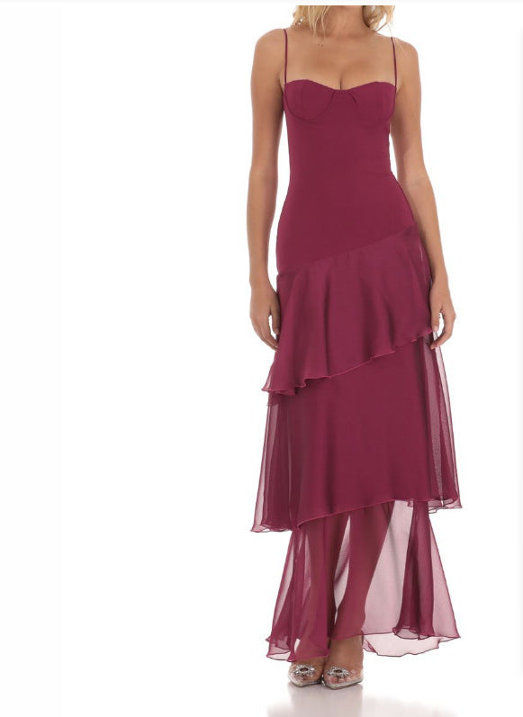 Carmen | Airy Backless Chiffon Maxi Dress