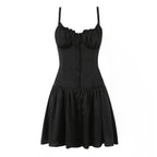 Odette | Charming Ruched Button Front Corset Mini Dress - Honeyvine