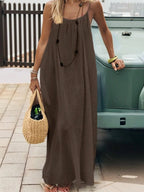 Solene | Bohemian Backless Pleated Cami Maxi Dress