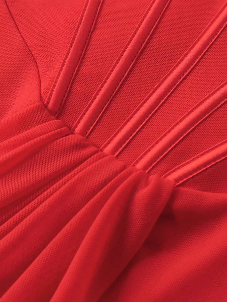 Jennifer | Bold Ruched Halter Neck Mini Dress - HoneyvineDress