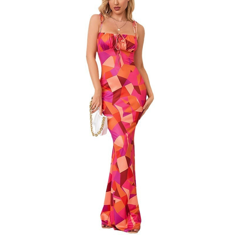 Marisol | Graceful Floral Tie-Strap Mermaid Maxi Dress