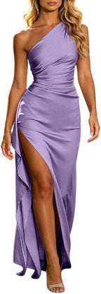 Adeline | One-Shoulder Satin Evening Gown