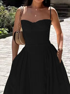 Claire | Sweetheart Corset Bustier Midi Dress - HoneyvineDress