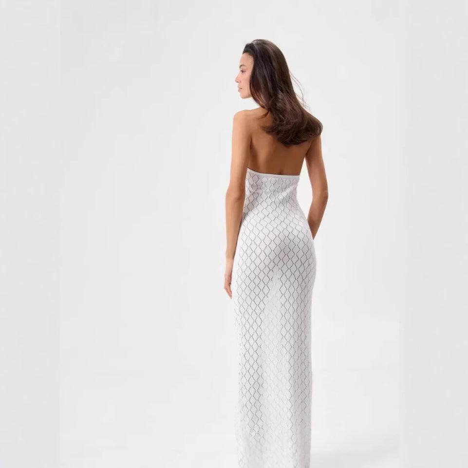 Jane | Crochet Knit Backless Beach Party Maxi Dress
