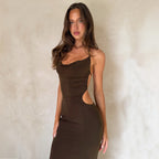 Irène | Cutout Cowl Neck Rooftop Party Maxi Dress