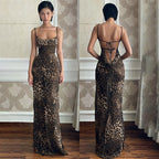 Ruth | Glamorous Backless Leopard Maxi Dress - Honeyvine